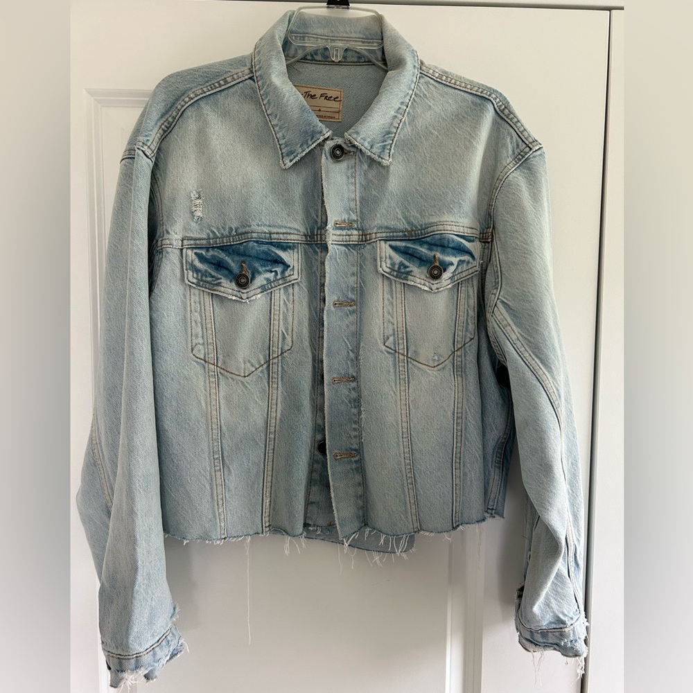 Free People Light Wash Blue Denim Jacket